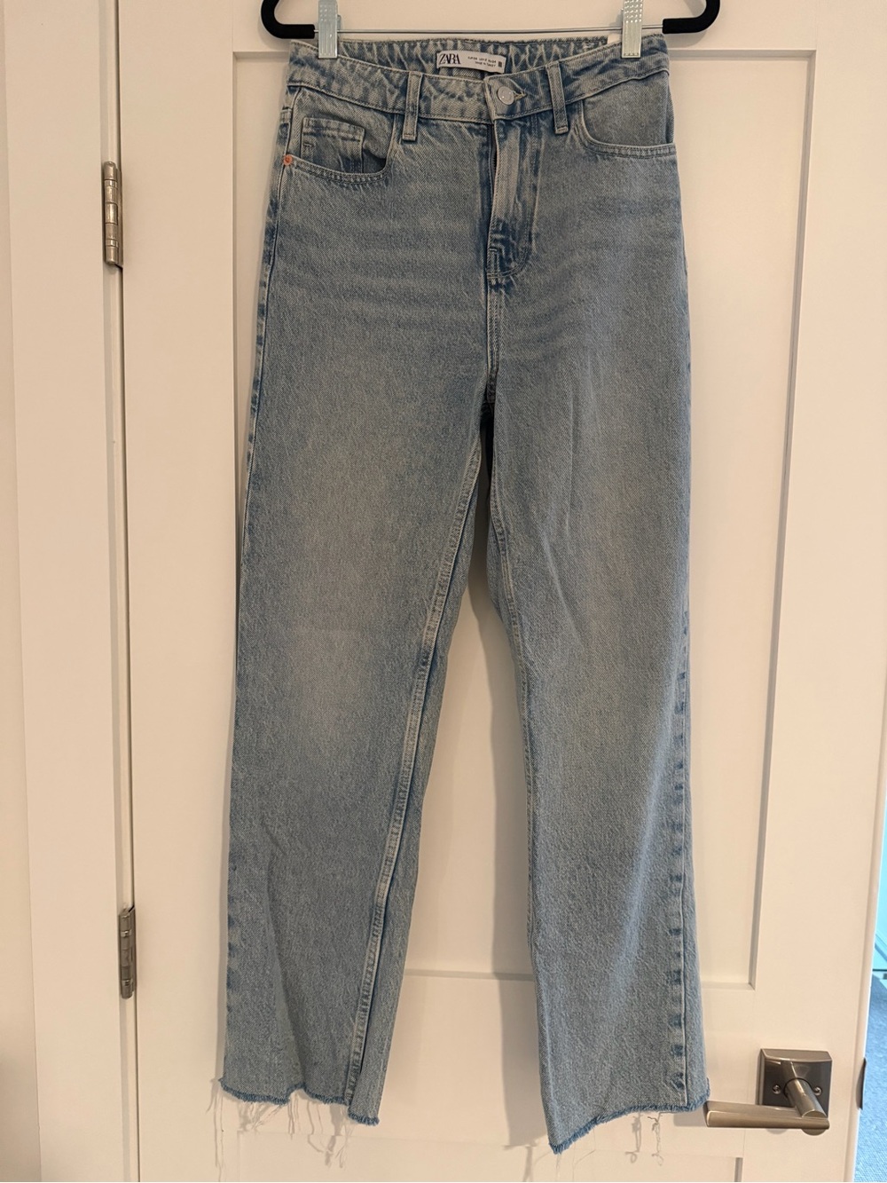 Zara Light Blue High-Waist Straight Jeans